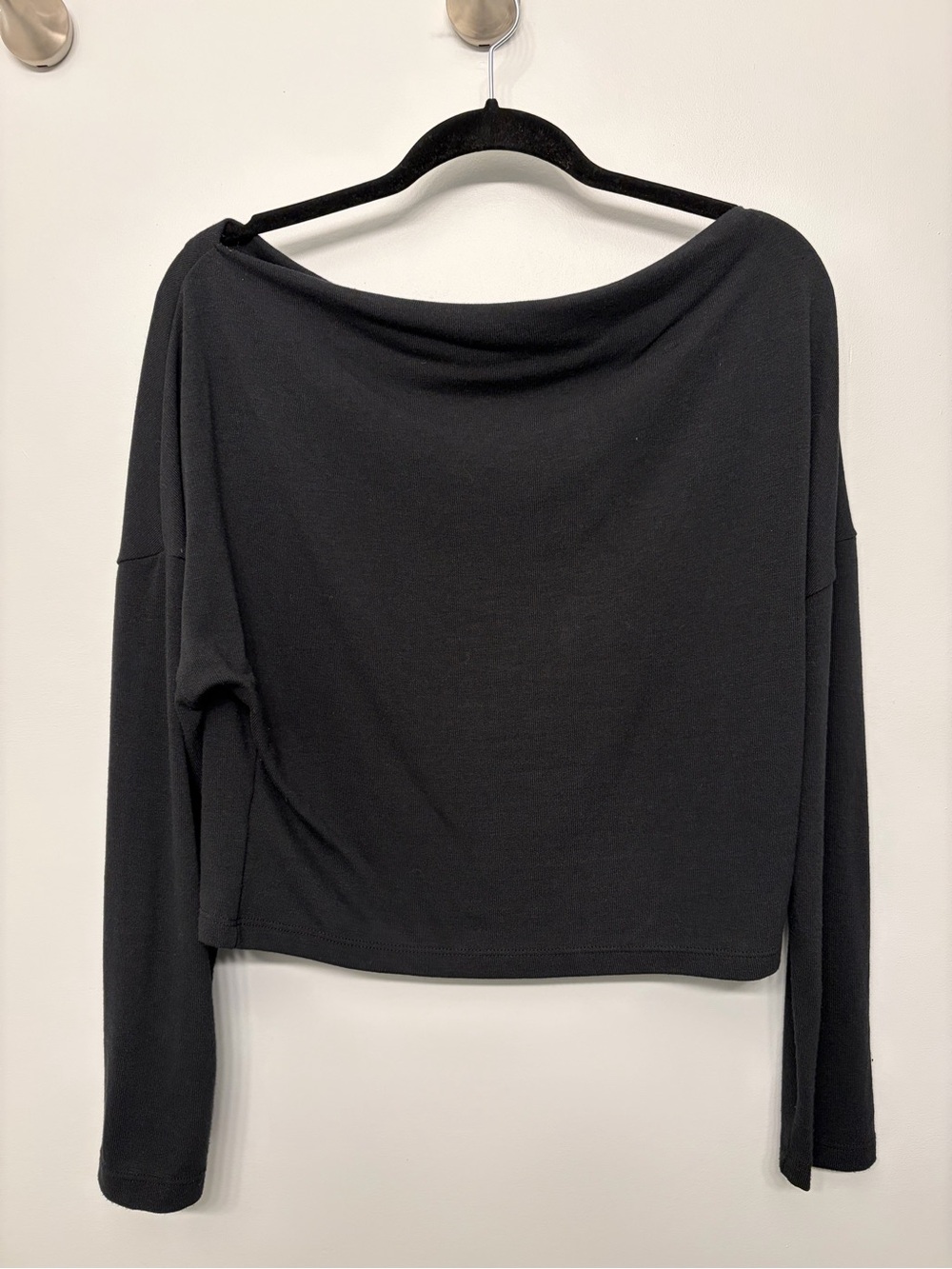 Lulus Black Off-Shoulder Long Sleeve Women's Top